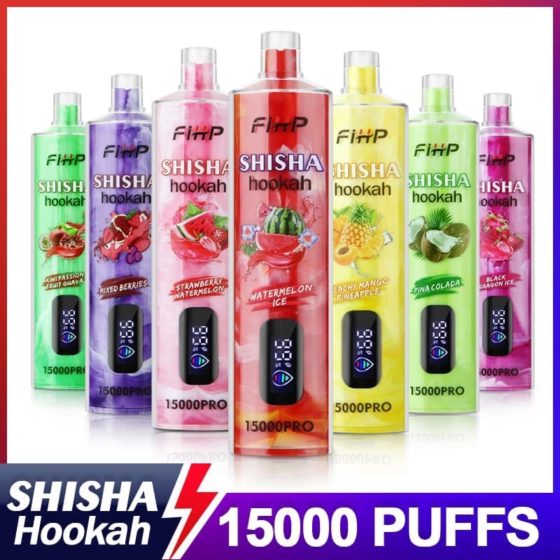 hookah vape flavors FIHP Shisha Pro 15000 Puffs | 0.6% strength, 22mL, LED display, bulk disposable Flavor:Blueberry Cherry & Raspberry Lemon portable-vaporizer Brand New Store Disposable