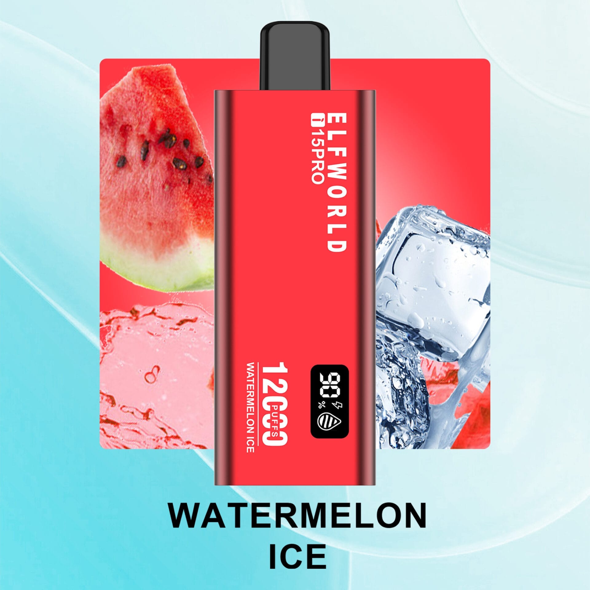 watermelon vape 12000 puffs ELFWORLD 15PRO 12000 Puffs | 0%-5% strength, 18mL, airflow control, digital  display