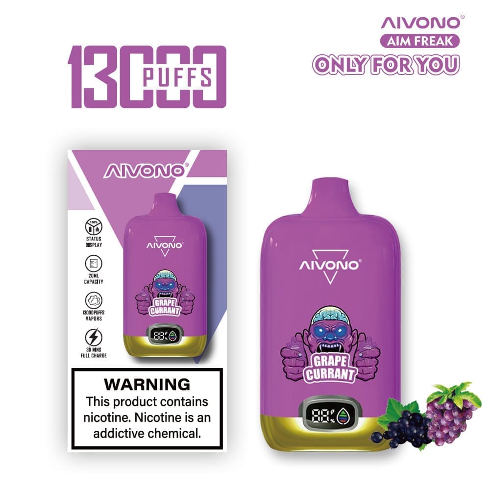 AIVONO AIM FREAK 13000 Puffs | 0%-5% strength, 20mL, LCD display, bulk disposable  vape