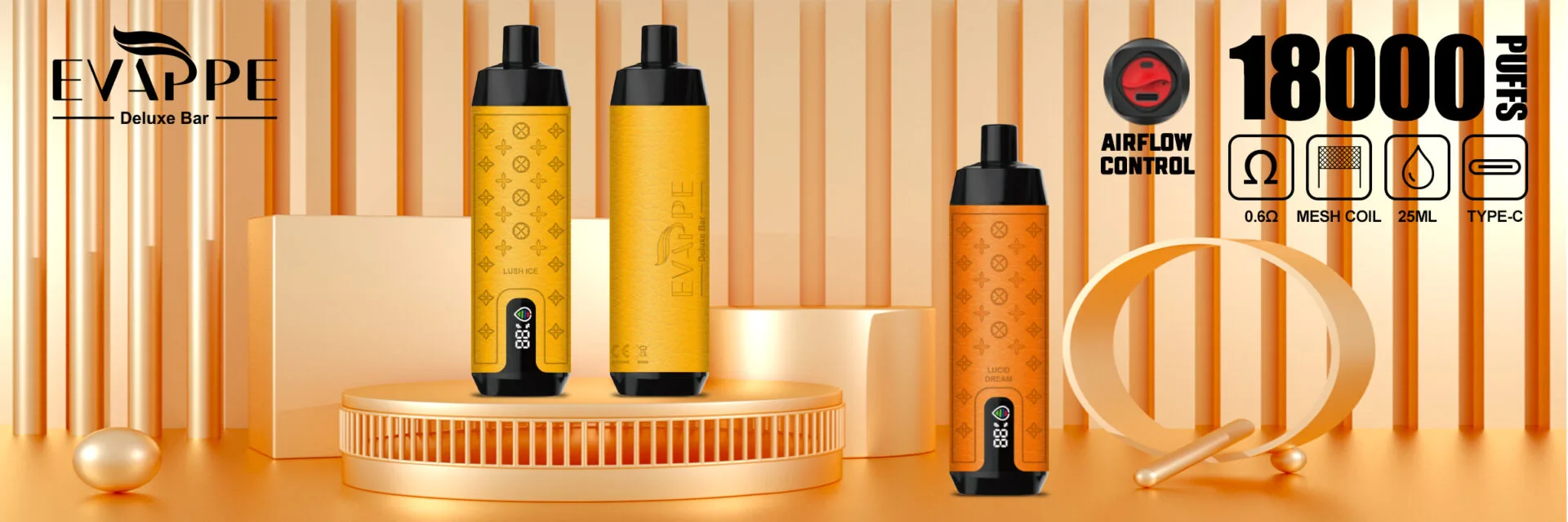 EVAPPE Shisha Deluxe Bar 18000 Puffs 0% 2% 3% 5% Rechargeable Bulk Buy Disposable Vape Wholesale