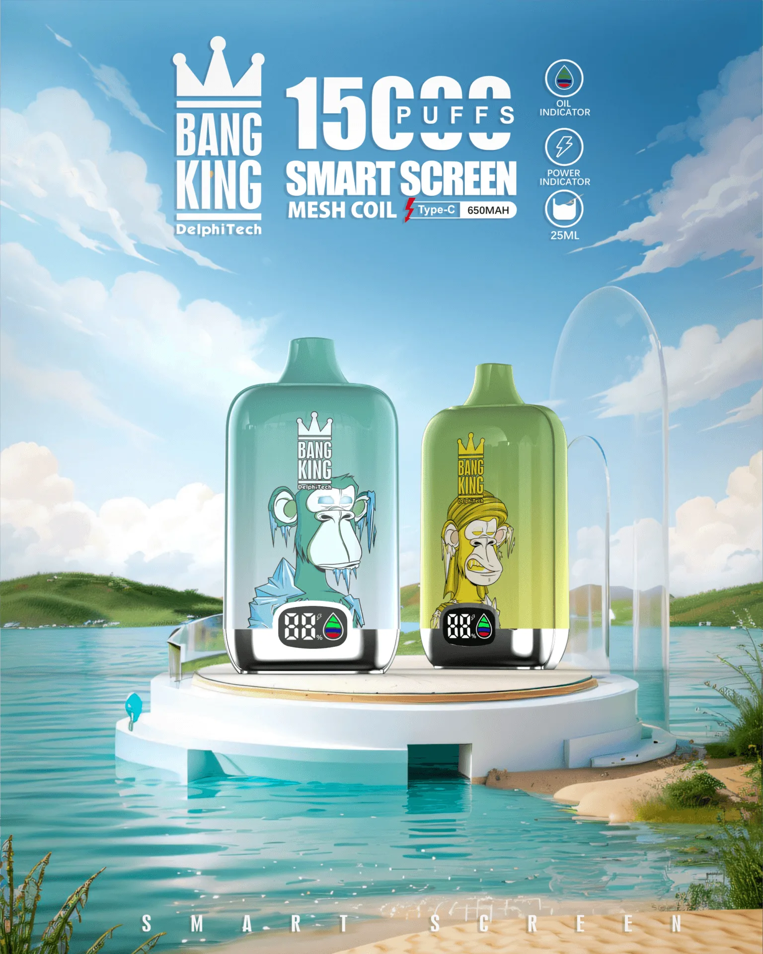 Bang King smartscreen 15000 Puffs 0% 2% 3% 5% Jednorazowy akumulator nikotynowy Vape Bang King smartscreen 15000 Puffs 0% 2% 3% 5% Jednorazowy akumulator nikotynowy Vape