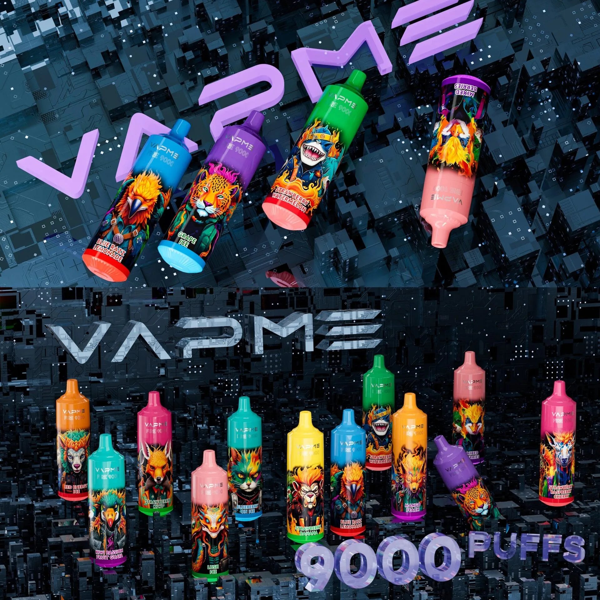 VAPME FIRE 9000 Puffs 15mL Capacidad 0.8Ω Mesh Coil Recargable A Granel Comprar Vape Desechable Al Por Mayor