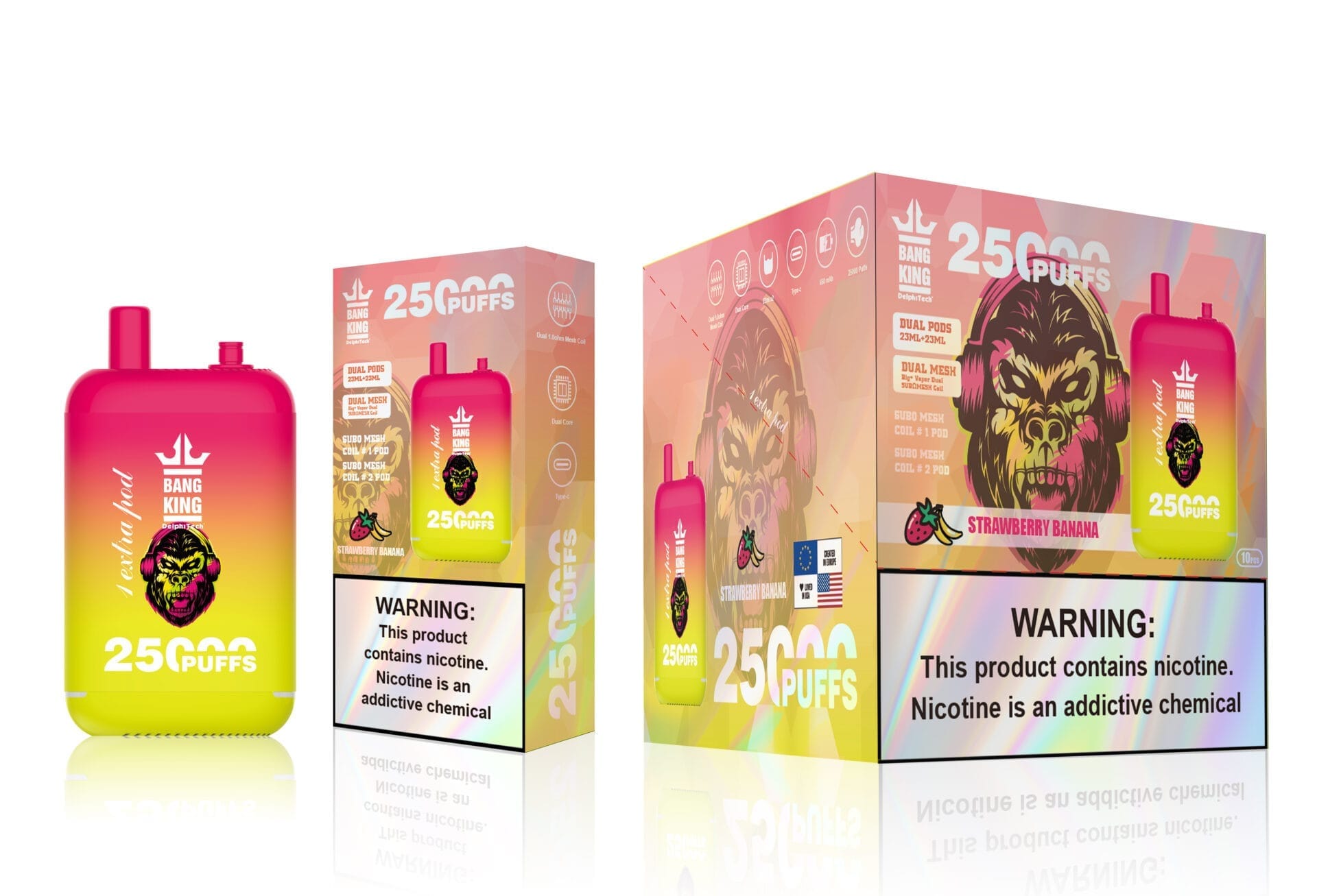 Bang King 25.000 de pufuri | poduri duble 0%-5%, 46 ml, 650 mAh