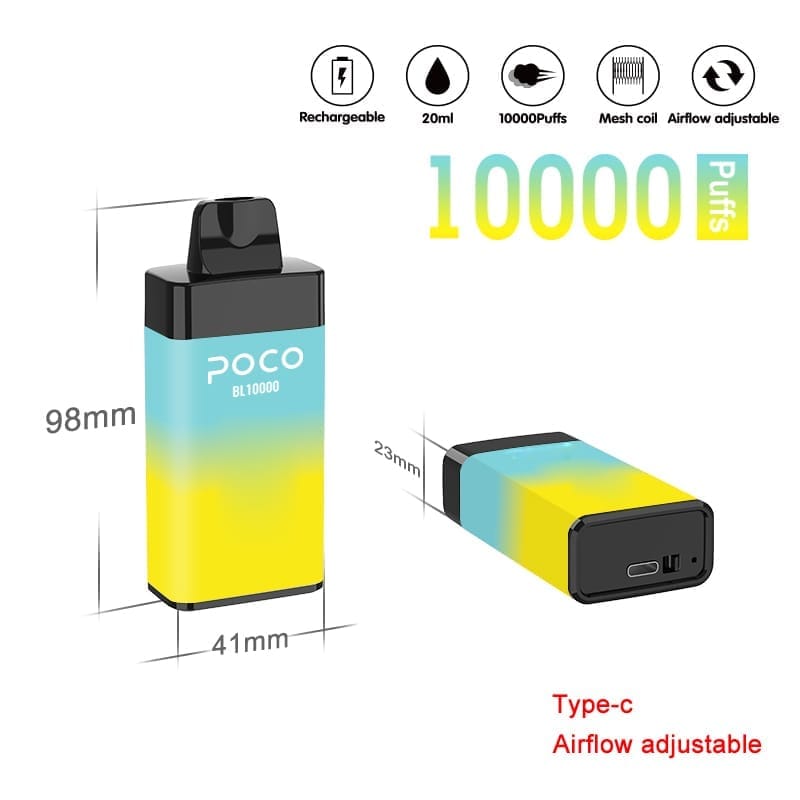 POCO BL10000 Puffs | adjustable airflow, 5% strength, bulk disposable vape 