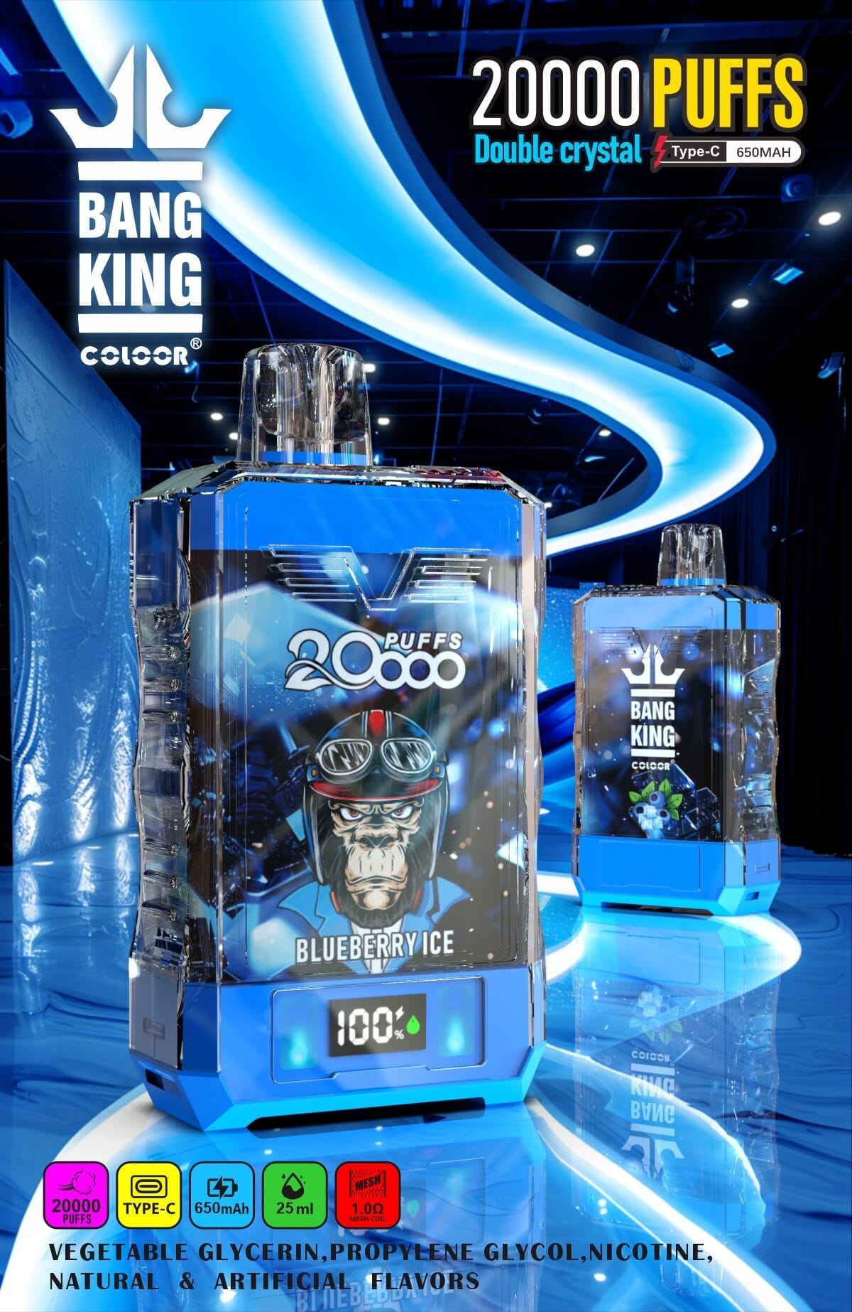 Bang King Double Crystal 20000 Puffs | 0%-5% putere, 25mL, 650mAh