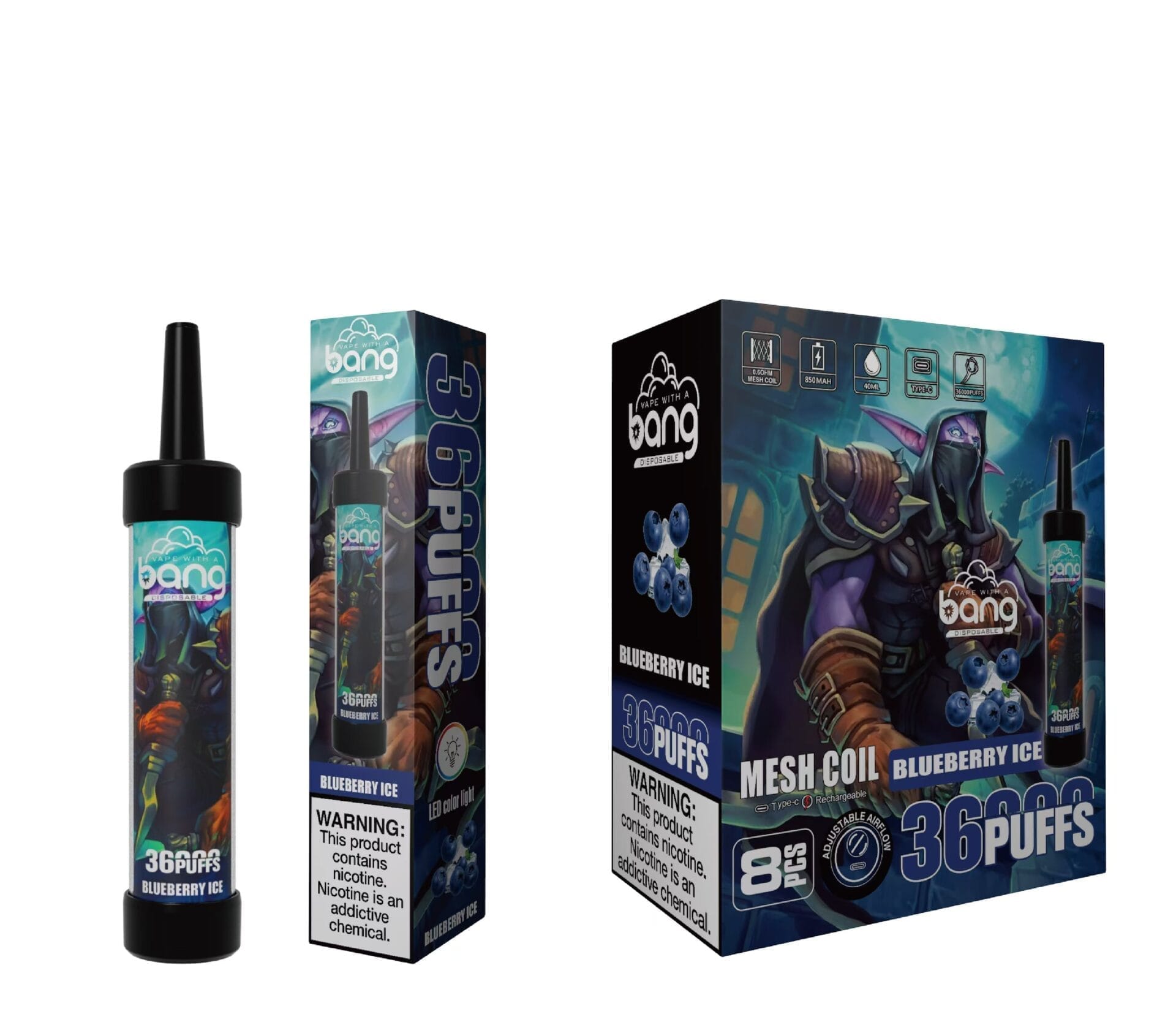 Bang King 36000 Puffs | 0%-5% strength, LED color light, bulk