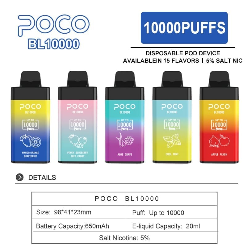 buy vapes bulk discount code POCO BL10000 Puffs | adjustable airflow, 5% strength, bulk disposable vape