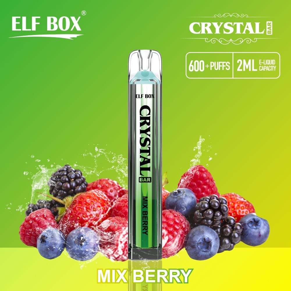 boxes of crystal vapes ELF BOX CRYSTAL BAR 600 Puffs | 0%-5% strength, bulk disposable vape