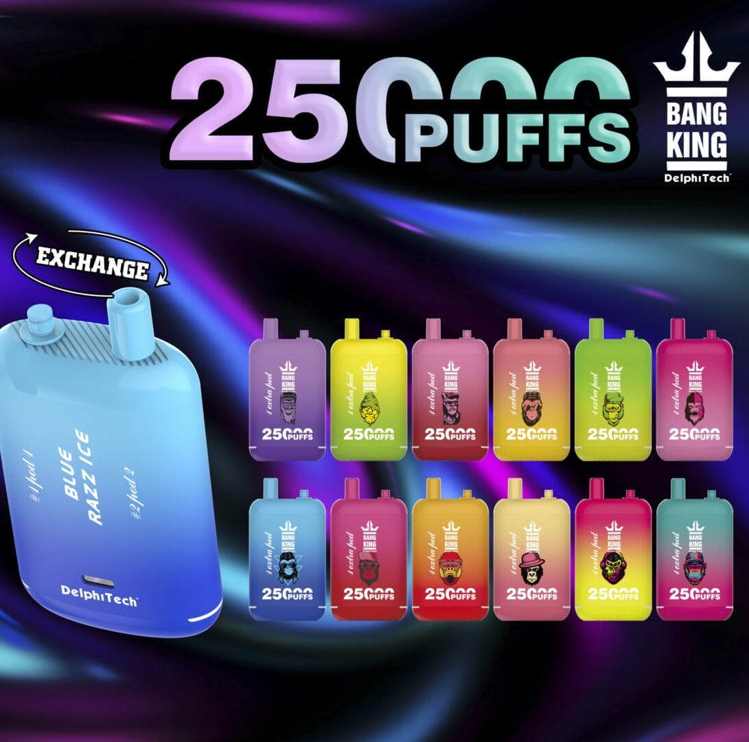 king pod vape Bang 25000 Puffs | dual pods 0%-5% strength, 46mL 650mAh bulk disposable RAZ TN9000 Dragon Fruit Strawberry Kiwi Mr salt 10ml Collection:Specialty Flavor