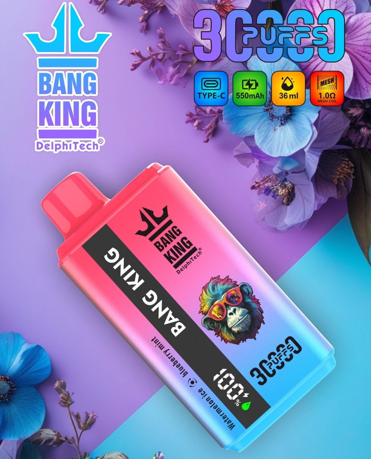 Bang King 30000 Puffs | long-lasting dual option switching, LCD