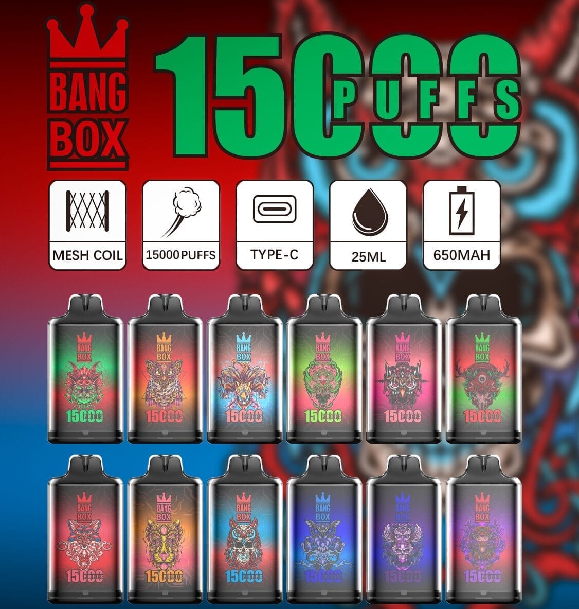 Bang Box 15000 Puffs | 0%-5% strength, 25mL, bulk disposable vape