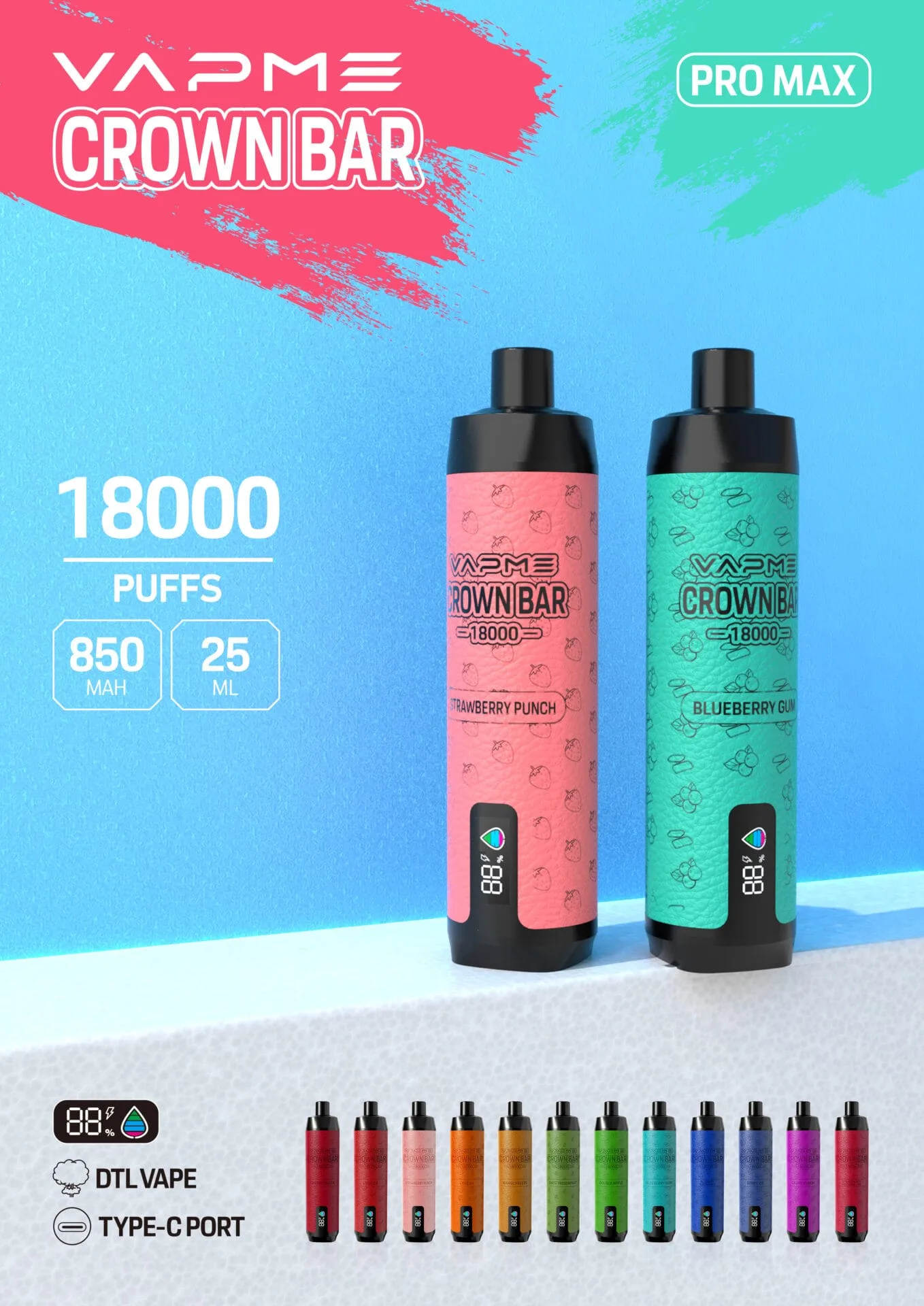 VAPME CROWN BAR 18000 Puffs 2% 5% Nikotin Wiederaufladbare Bulk kaufen Einweg Vape Großhandel VAPME CROWN BAR 18000 Puffs 2% 5% Nikotin Wiederaufladbare Bulk kaufen Einweg Vape Großhandel