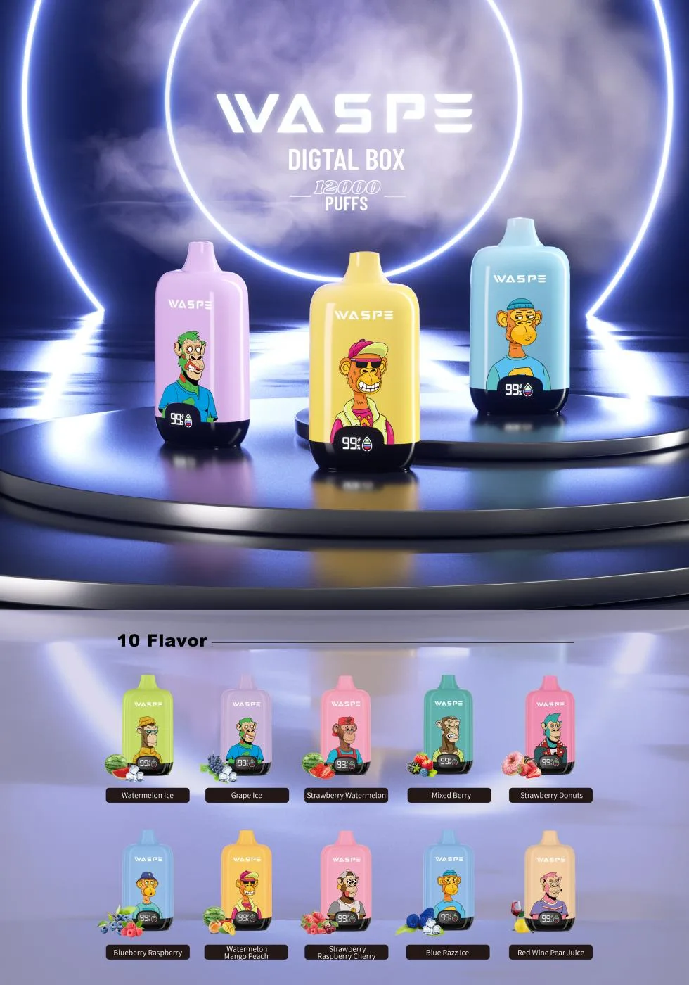 WASPE 12000 PUFFS Digital Box Großhandel