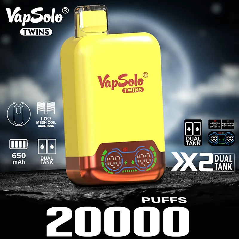 VapSolo Twins 20000 puffar: engångsvape med dubbla smaker med uppladdningsbart batteri för ultimat livslängd VapSolo Twins 20000 puffar: engångsvape med dubbla smaker med uppladdningsbart batteri för ultimat livslängd