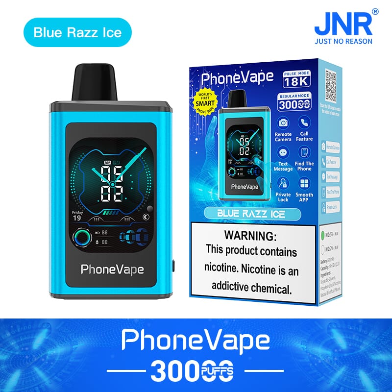 JNR Phone Vape 30000 Puffs | 2% strength, 19mL, touchscreen, airflow  control, smart