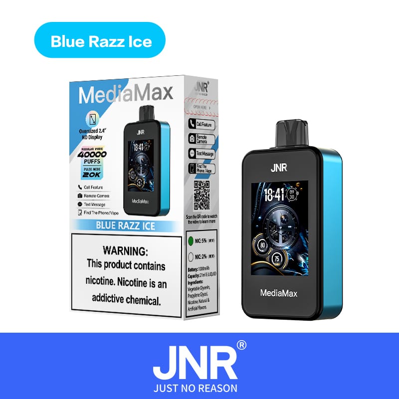 JNR Media Max 40000 Puffs | 5% strength, 21mL, dual mesh, 2.4” HD display,  airflow control, smart