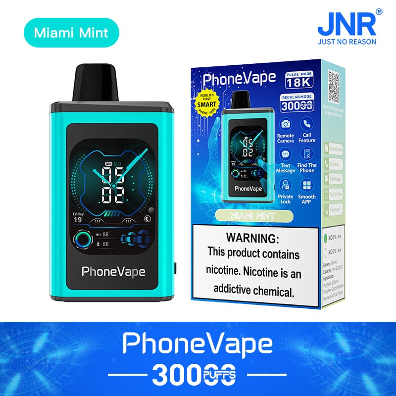 JNR Phone Vape 30000 Puffs | 2% strength, 19mL, touchscreen, airflow  control, smart