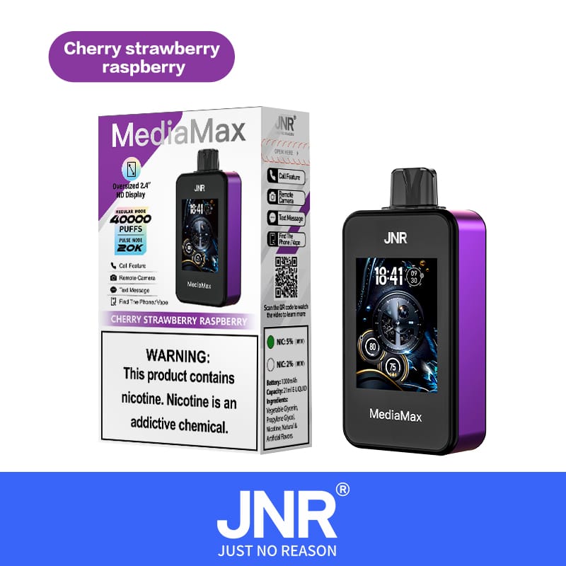 smart vape wholesale JNR Media Max 40000 Puffs | 5% strength, 21mL, dual mesh, 2.4” HD display,  airflow control, smart