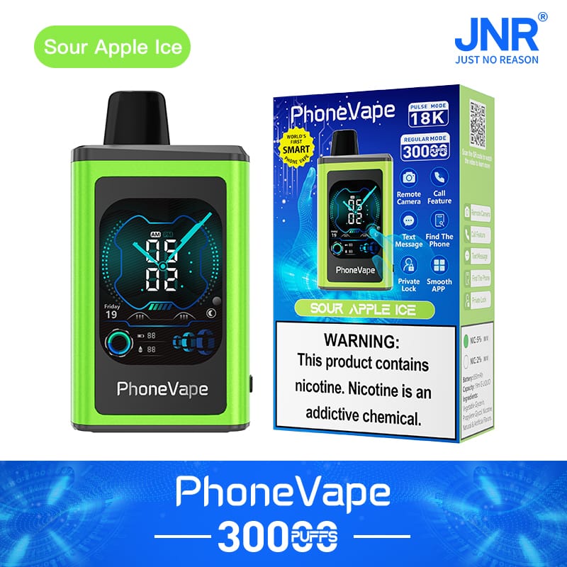 JNR Phone Vape 30000 Puffs | 2% strength, 19mL, touchscreen, airflow  control, smart