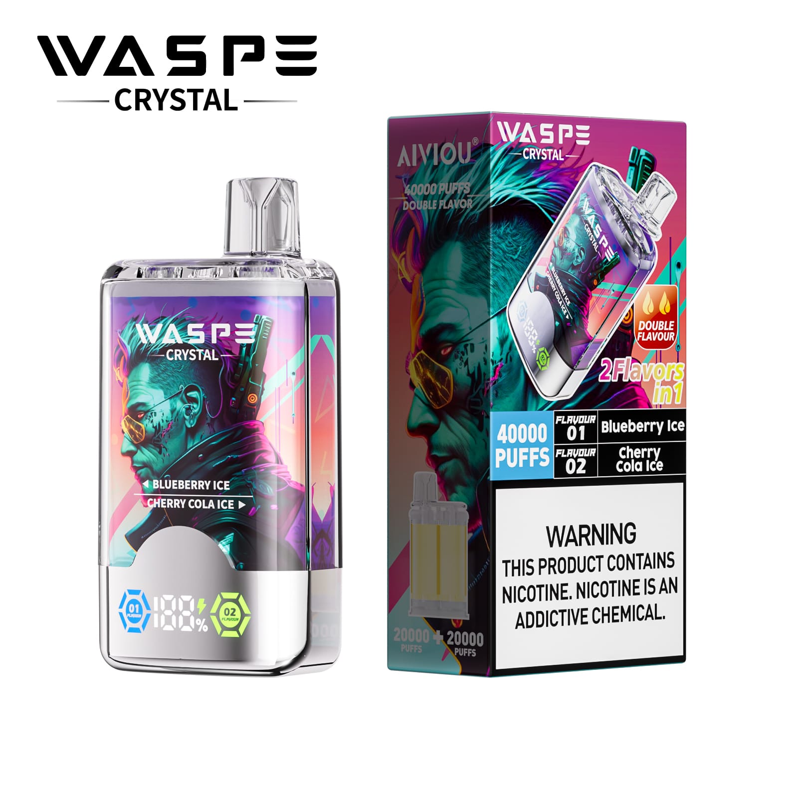 WASPE Crystal 40K 40000 Puffs | double taste rechargeable disposable vape  bulk buy wholesale