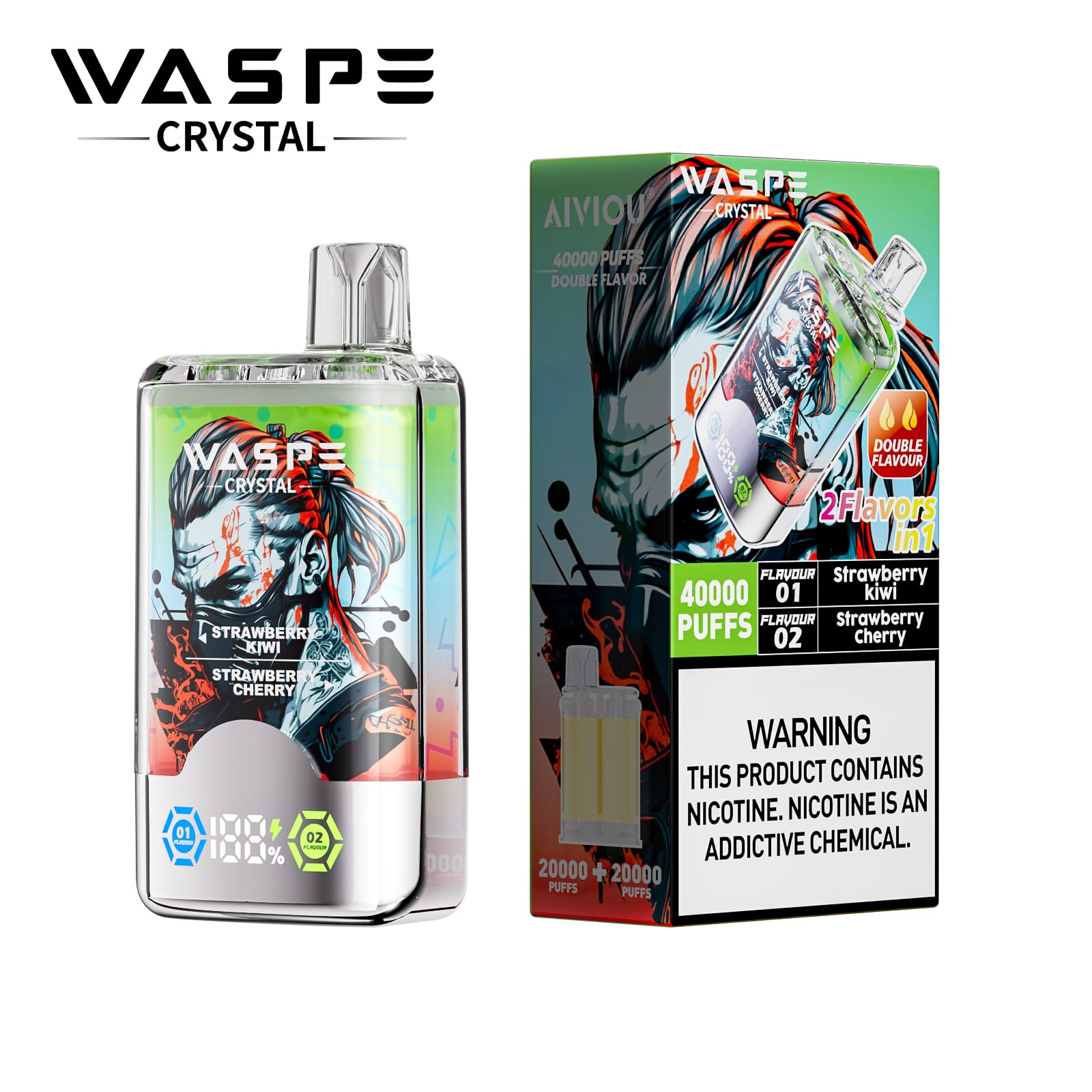double flavour vape WASPE Crystal 40K 40000 Puffs | double taste rechargeable disposable vape  bulk buy wholesale
