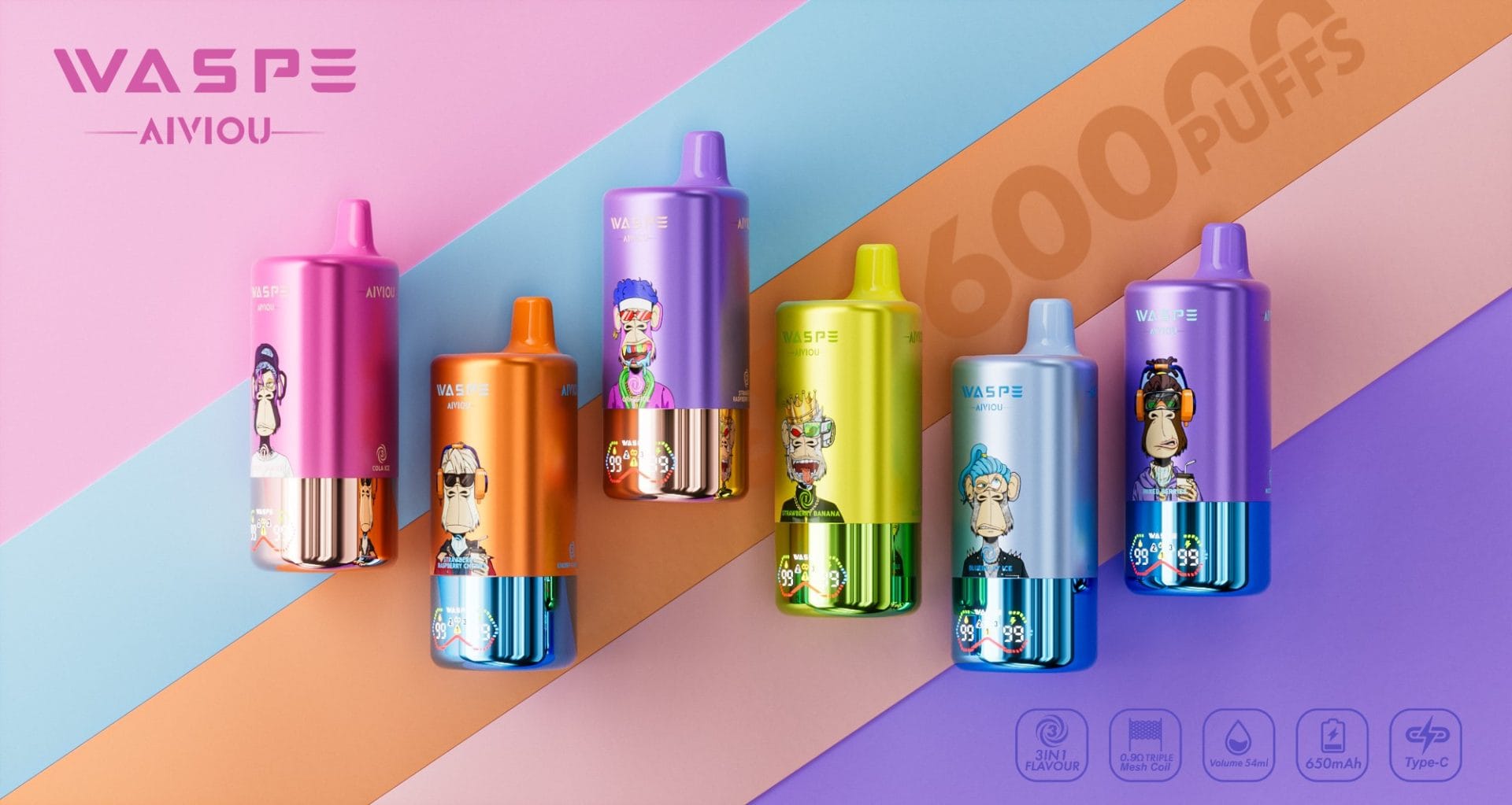 WASPE 60K 3 v 1 60000 Puffs | trojitá příchuť hromadné jednorázové vape 32 WASPE 60K 3 v 1 60000 Puffs | trojitá příchuť jednorázové vape,