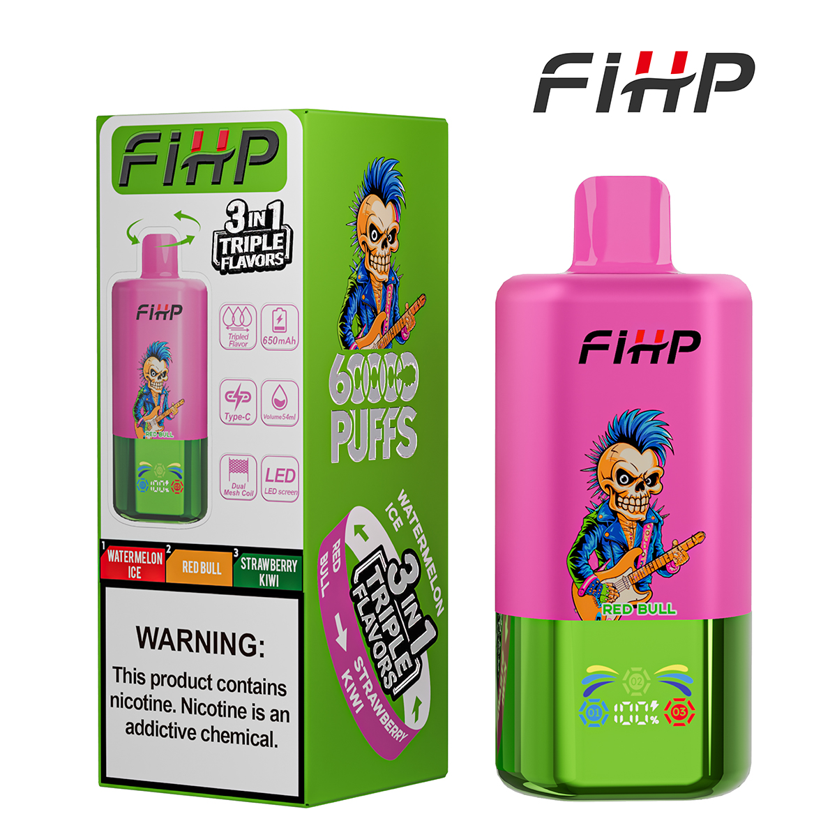 FIHP 60K Triple 3-in-1 | 60000 puffs triple taste disposable vape wholesale 