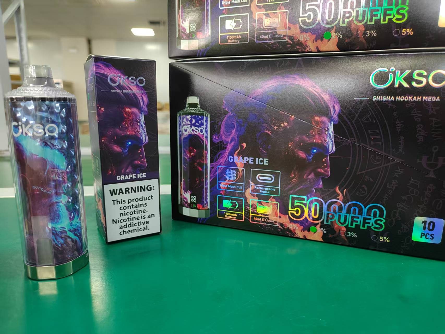 OKSO Shisha Hookah Mega 50000 Puffs | trojna mrežna tuljava, 40 ml, LED zaslon, nastavljiv zračni tok, vape za enkratno uporabo 98 OKSO Shisha Hookah Mega 50000 Puffs | trojna mrežna tuljava, 40 ml, LED zaslon, nastavljiv pretok zraka, vape za enkratno uporabo,
