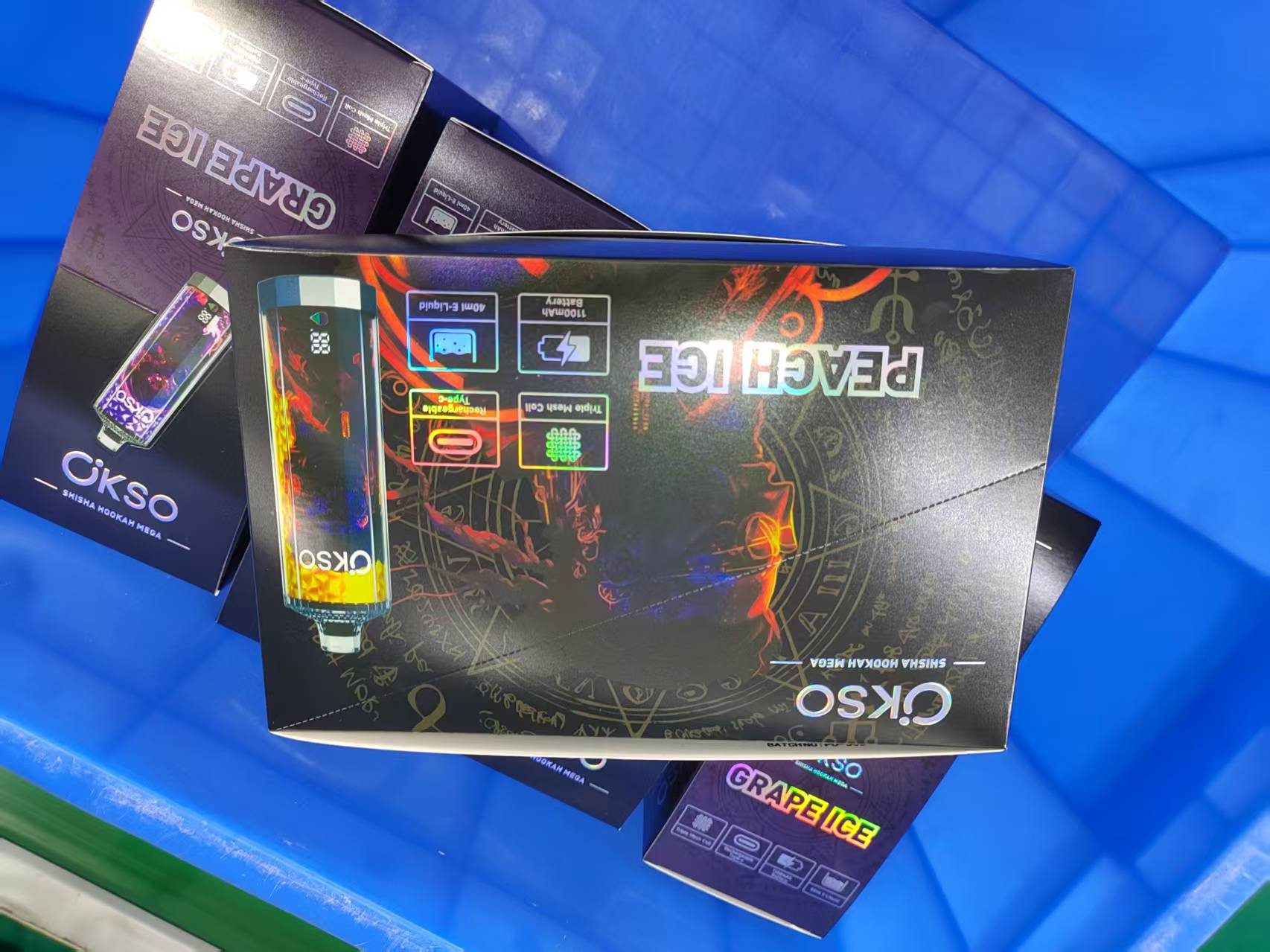 OKSO Shisha Hookah Mega 50000 Puffs | trojna mrežna tuljava, 40 ml, LED zaslon, nastavljiv zračni tok, vape za enkratno uporabo 94 OKSO Shisha Hookah Mega 50000 Puffs | trojna mrežna tuljava, 40 ml, LED zaslon, nastavljiv pretok zraka, vape za enkratno uporabo,