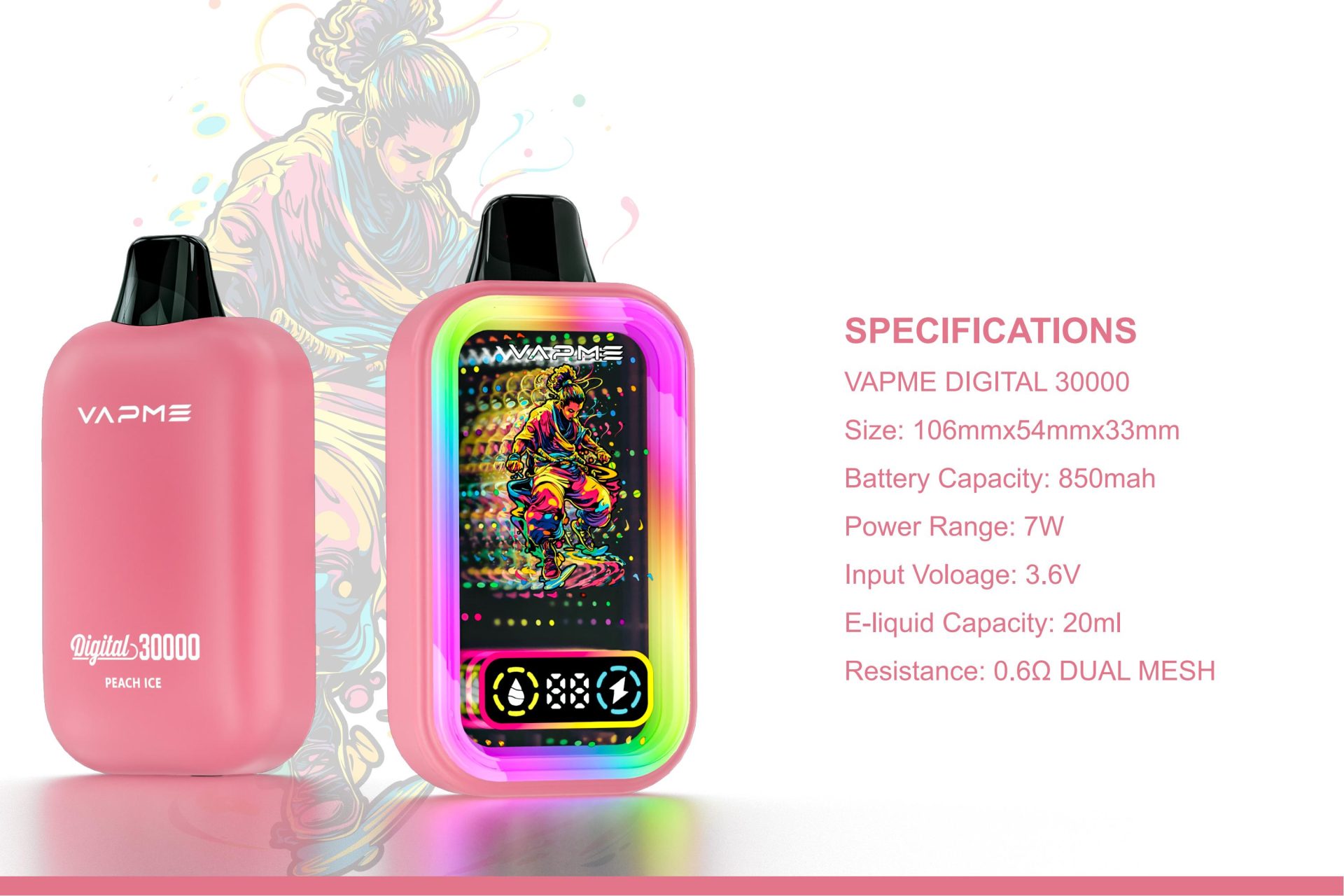 VAPME DIGITAL 30000 Puffs | 12 arome, 20mL, 0.6Ω mesh coil bulk disposable vape 50 VAPME DIGITAL 30000 Puffs | 12 arome, 20mL, 0.6Ω mesh coil vrac de unică folosință vape,