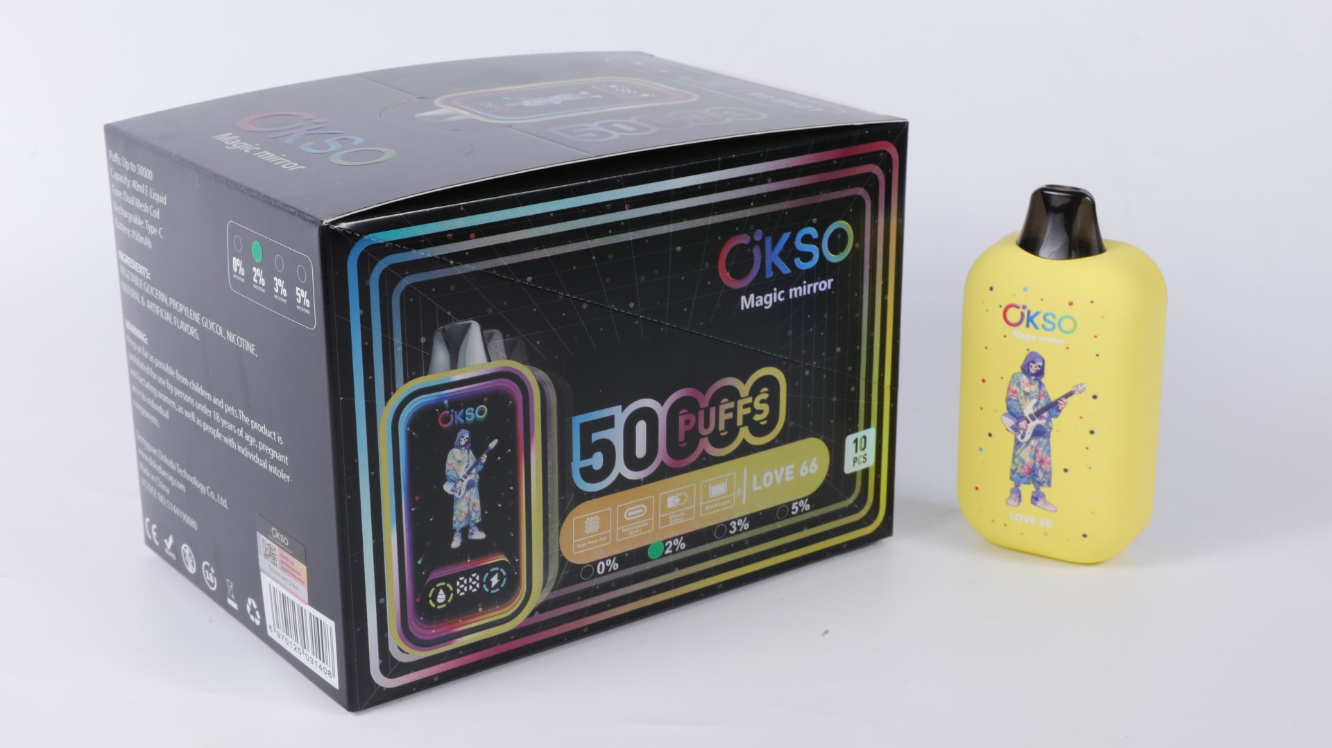 OKSO Magic Mirror 50000 Puffs | RGB LED, dual Mesh, LED displej, 40ml dobíjecí jednorázová vape 136 OKSO Magic Mirror 50000 potahů | RGB LED, dvojitá síťka, LED displej, 40ml dobíjecí jednorázový vape,