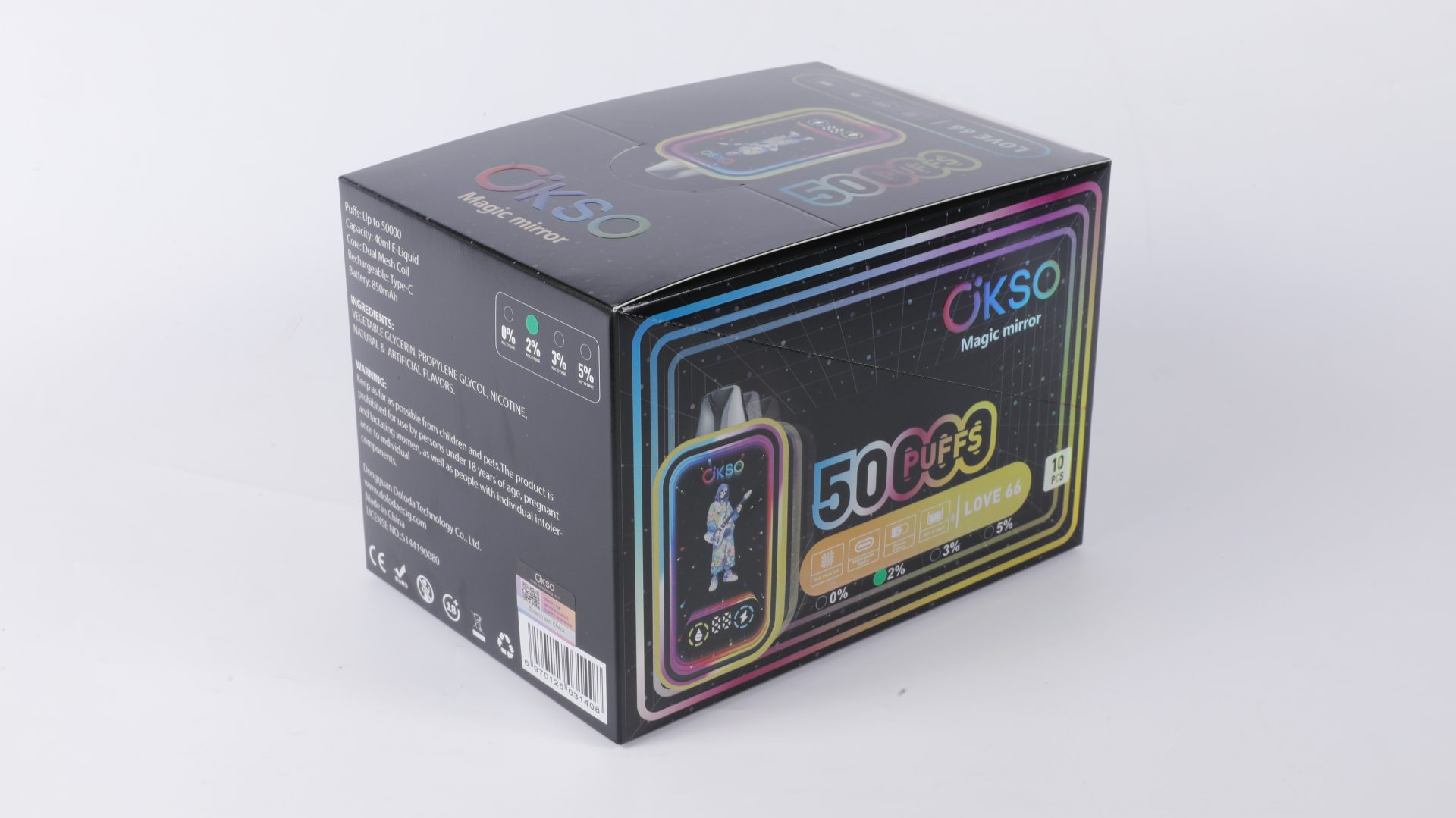 OKSO Magic Mirror 50000 Puffs | RGB LED, dual Mesh, LED displej, 40ml dobíjecí jednorázová vape 139 OKSO Magic Mirror 50000 potahů | RGB LED, dvojitá síťka, LED displej, 40ml dobíjecí jednorázový vape,