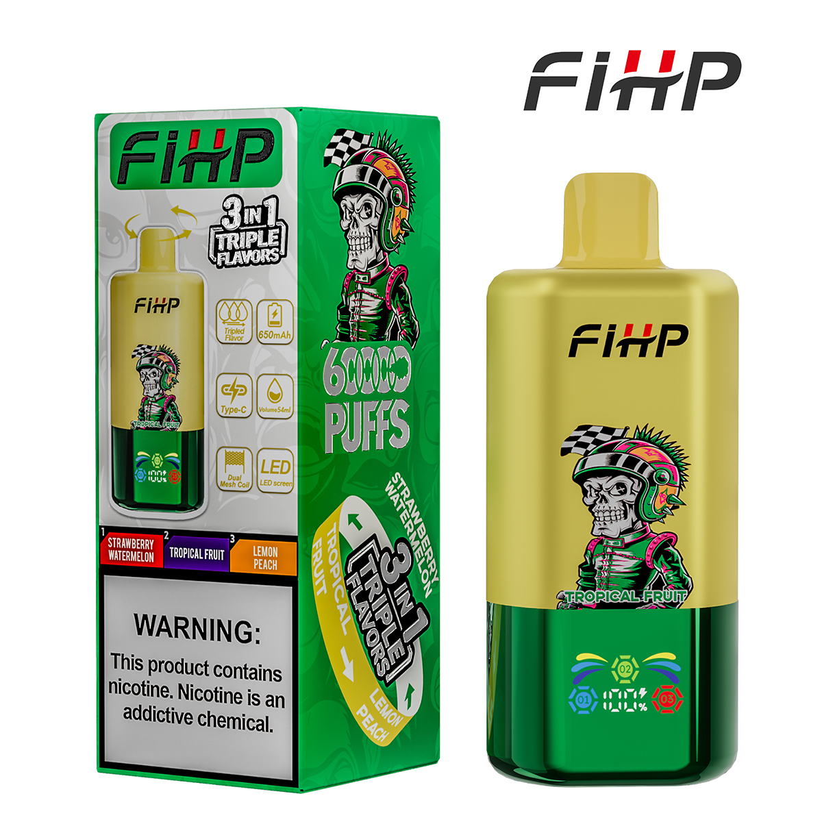 FIHP 60K Triple 3-in-1 | 60000 puffs triple taste disposable vape