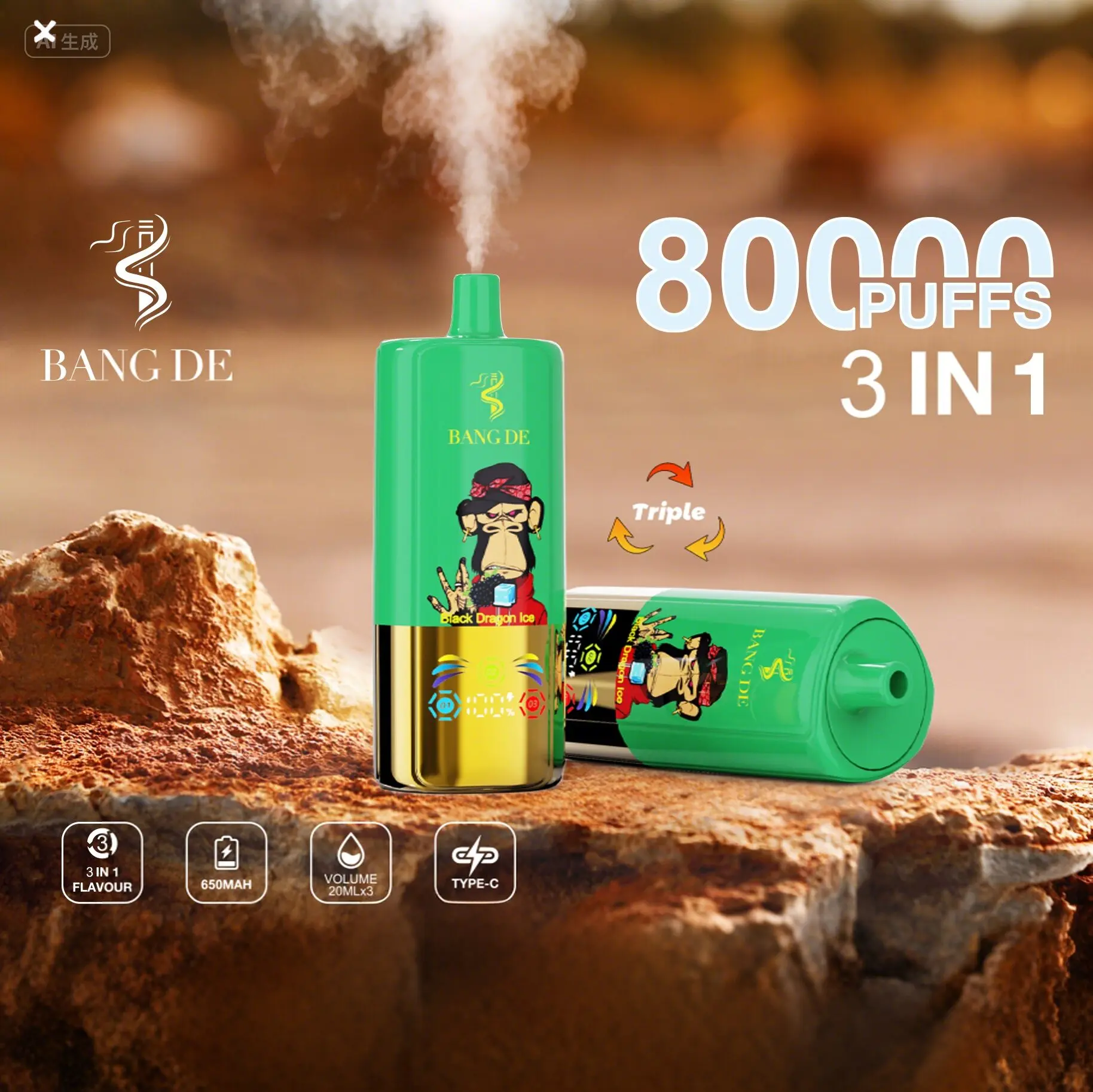 Bang DE 80000 | 3-in-1 80K puffs triple option bulk disposable