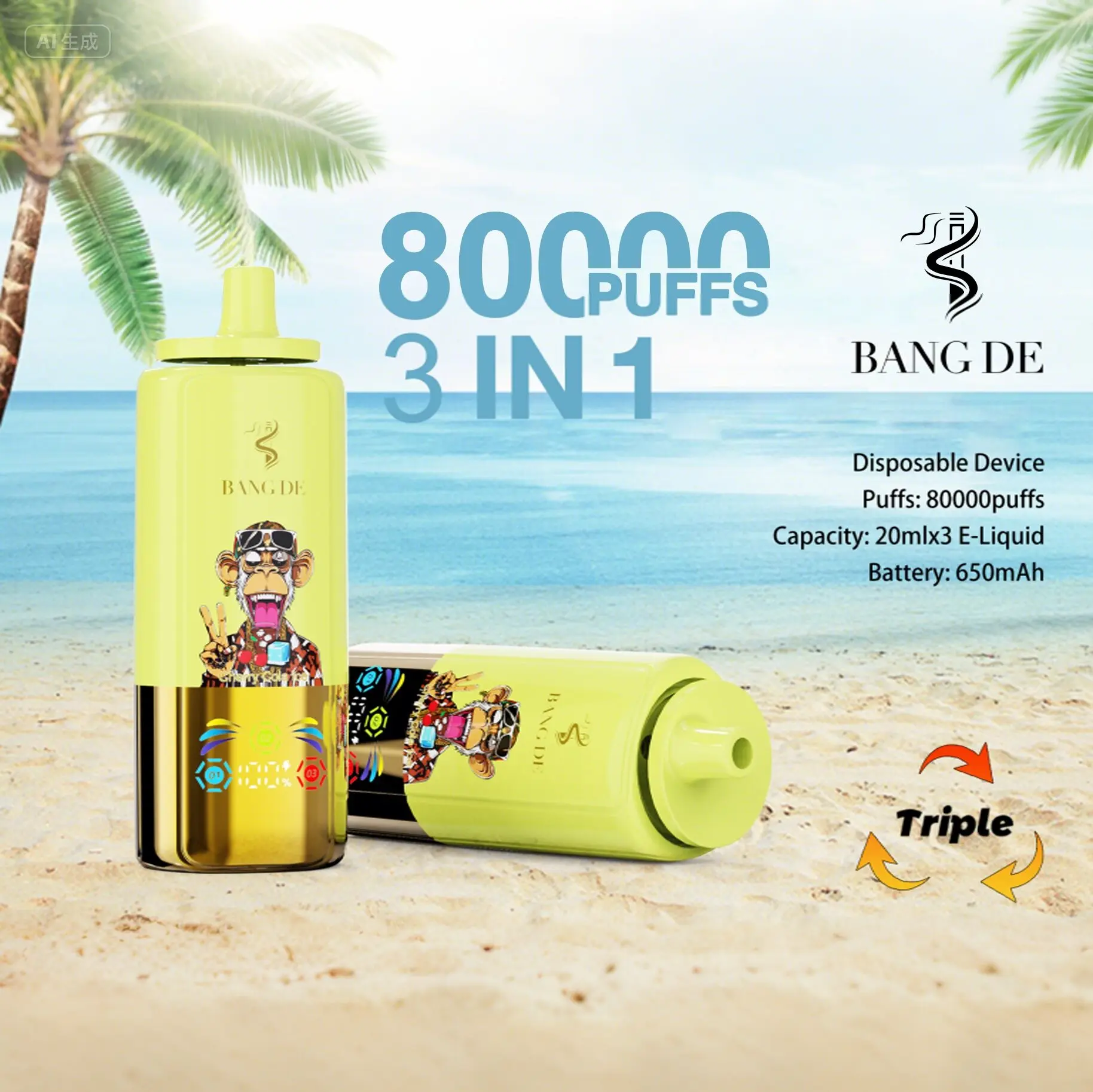 Bang DE 80000 | 3-in-1 80K puffs triple option bulk disposable