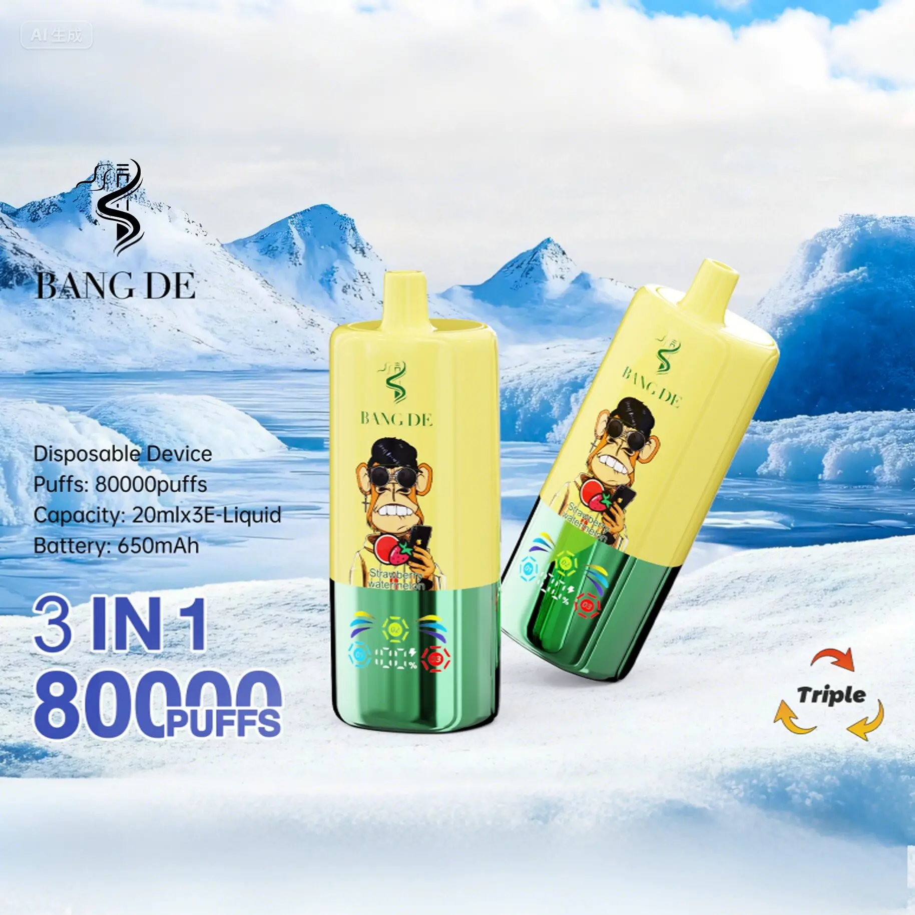 Bang DE 80000 | 3-in-1 80K puffs triple option bulk disposable