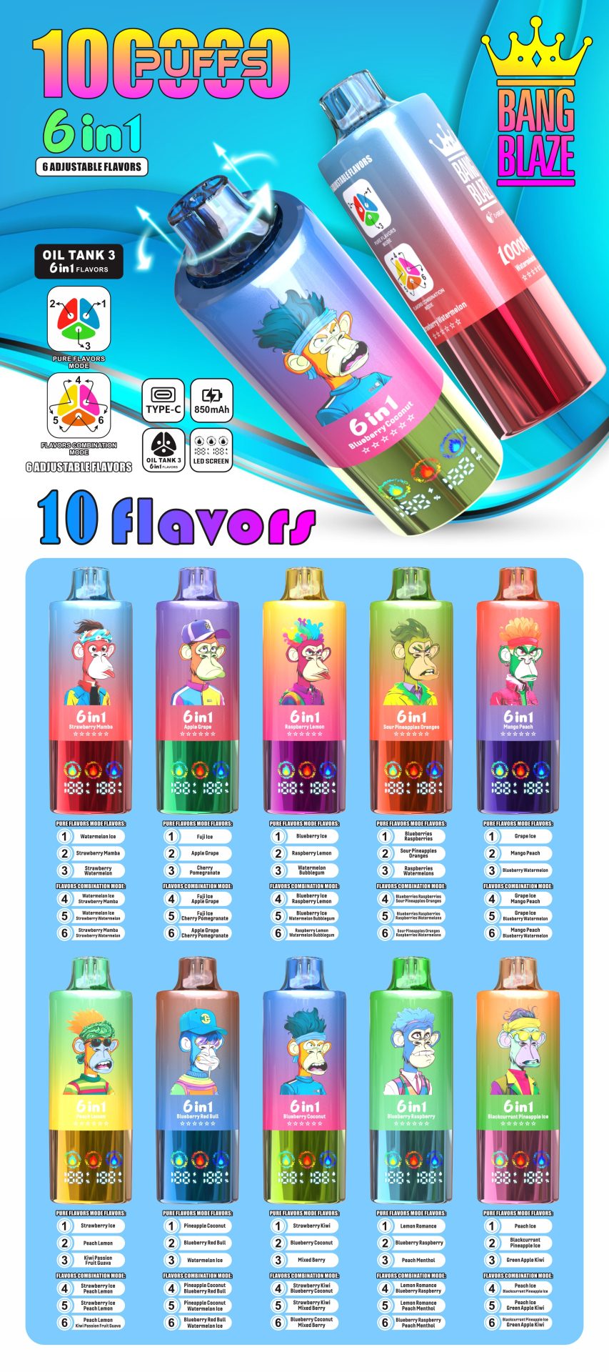BANG BLAZE 10K 6-en-1 10000 bouffées | hexa favor bulk disposable vape 22 BANG BLAZE 10K 6-in-1 10000 Puffs | hexa favor bulk disposable vape,