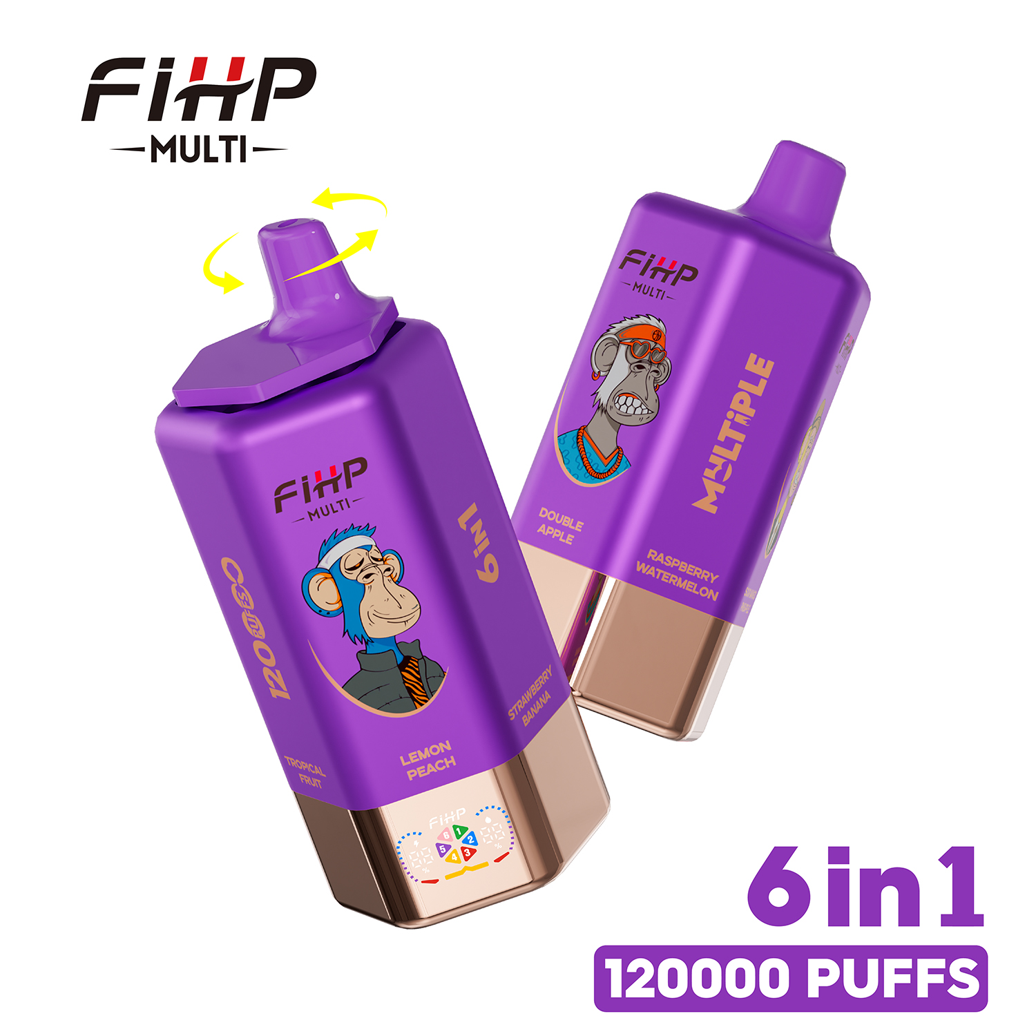 FIHP 120K | 120000 puffs, 64mL, 6-in-1, multi-taste, LED screen, high puff  count, bulk disposable vape