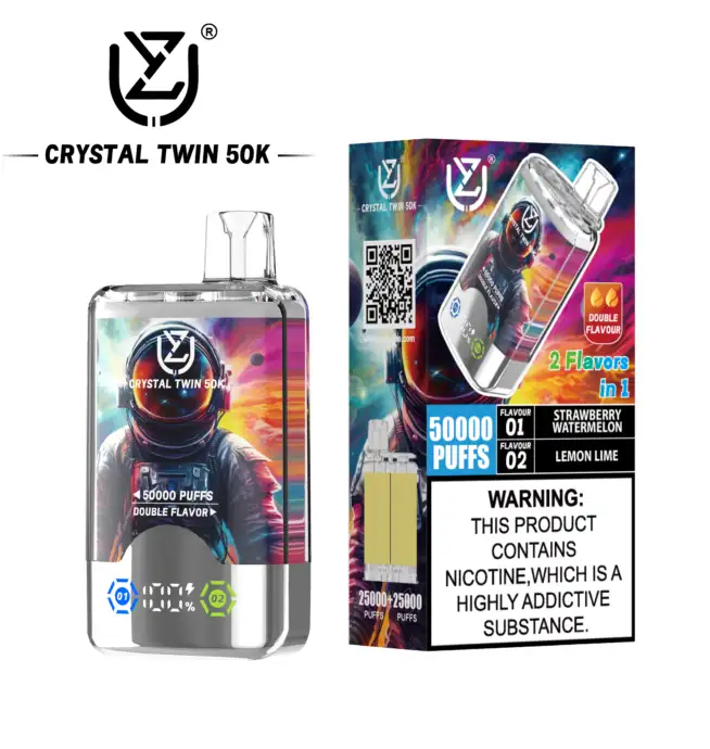 UZY Crystal Twin 50K | 2-in-1 dual-taste 50000 puffs smart LED display 40ml  mega capacity wholesale