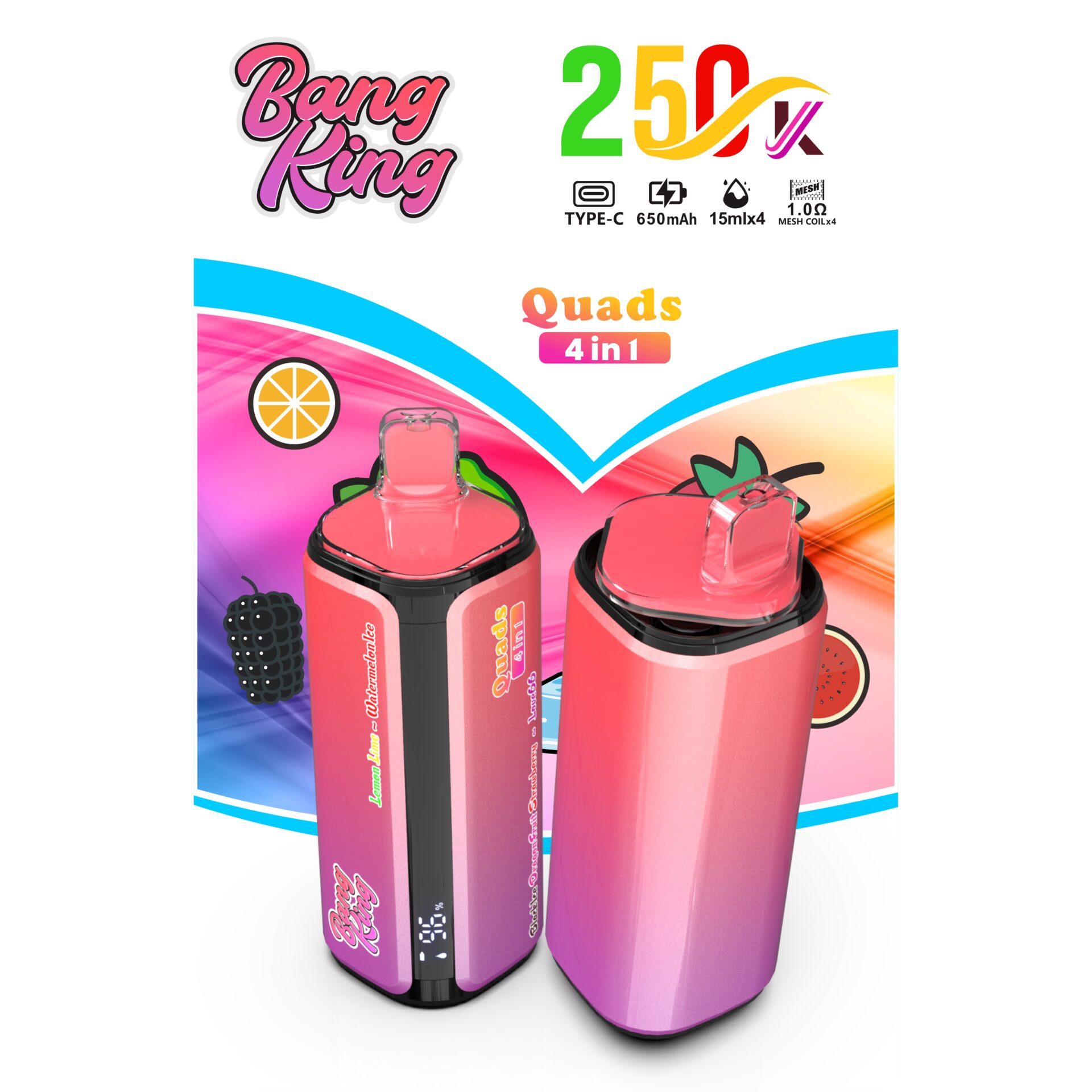 Bang King 250K | 4-in-1 quad taste, 250000 puffs, long-lasting