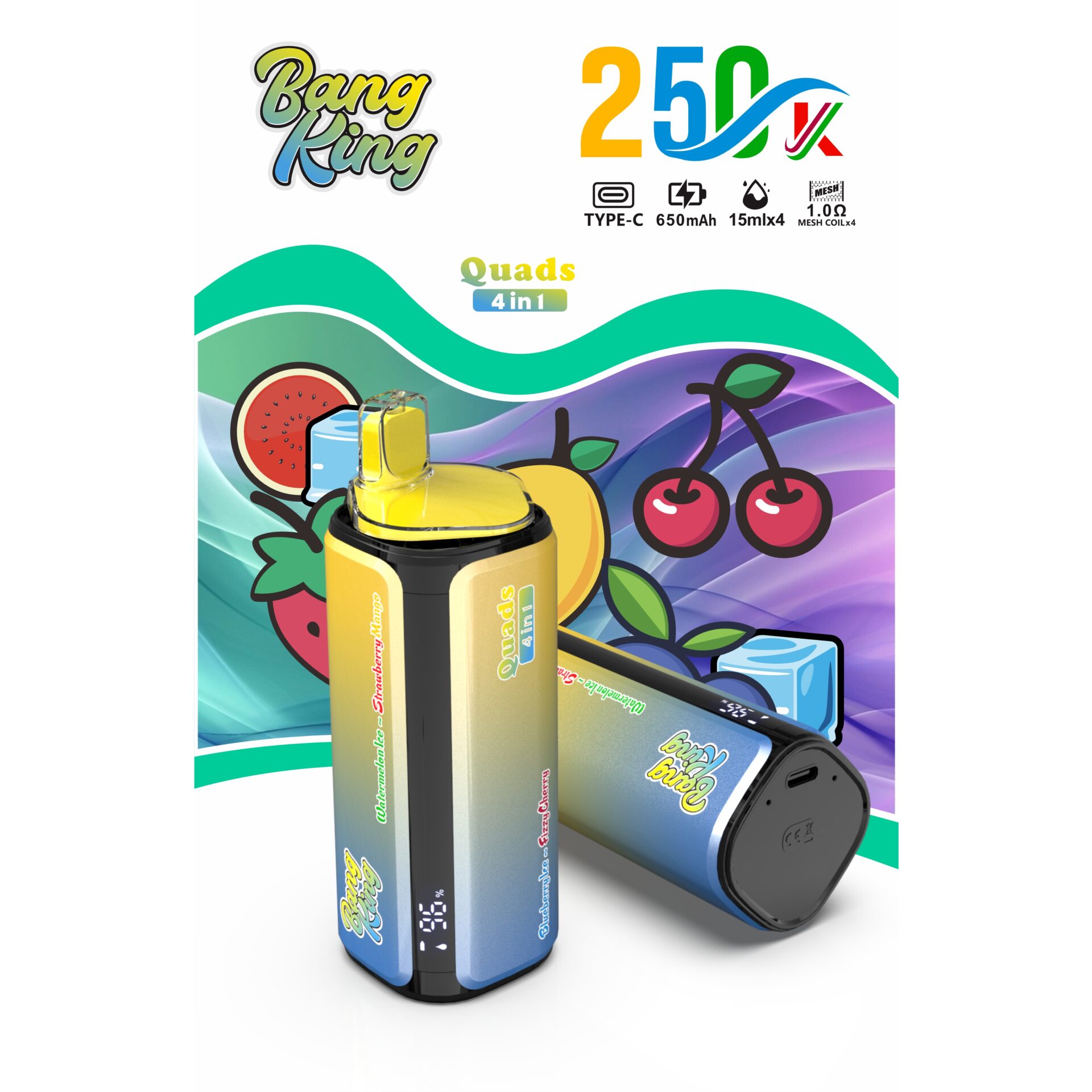 Bang King 250K | 4-in-1 quad taste, 250000 puffs, long-lasting
