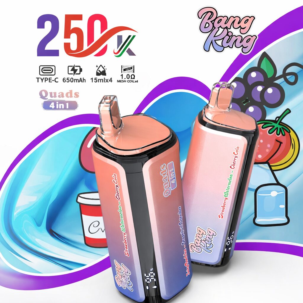 Bang King 250K | 4-in-1 quad flavor, 250000 puffs, long-lasting, bulk disposable vape