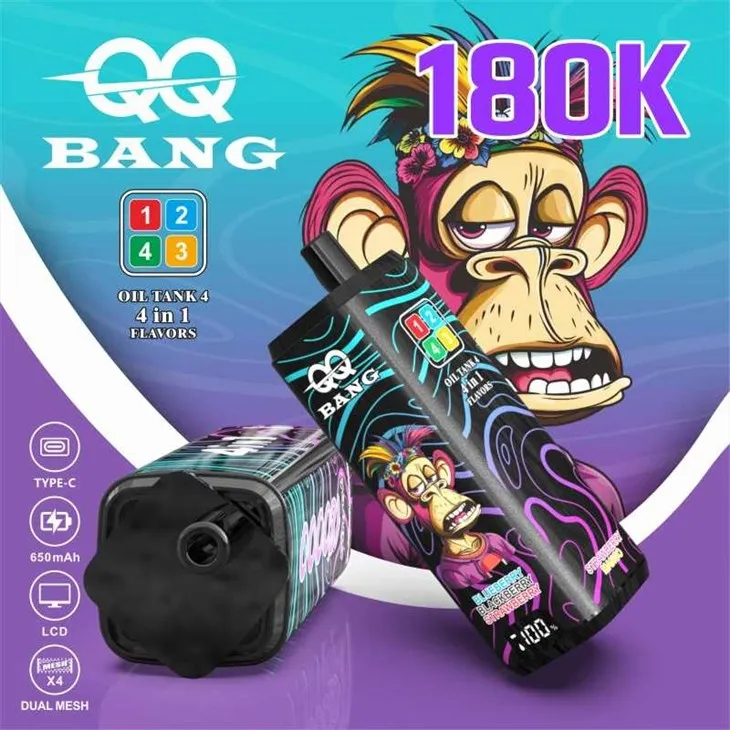 QQ BANG 180000 | 4-in-1 quad taste, 180000 puffs, monkey design, bulk disposable  vape