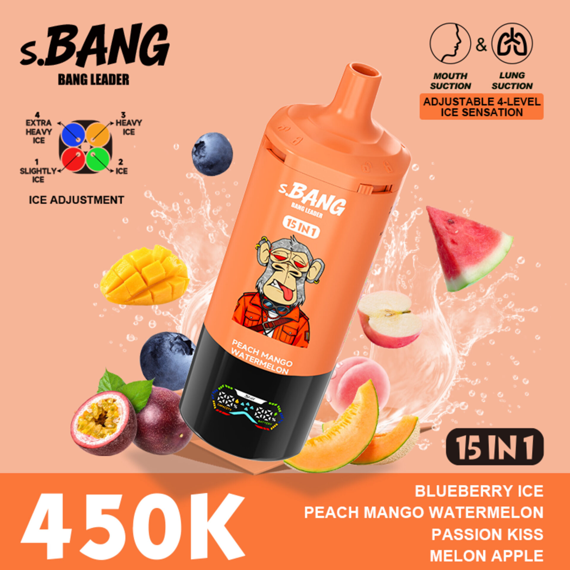 Bang Leader 450K | 15-in-1 option system, 450000 puffs, smart LED