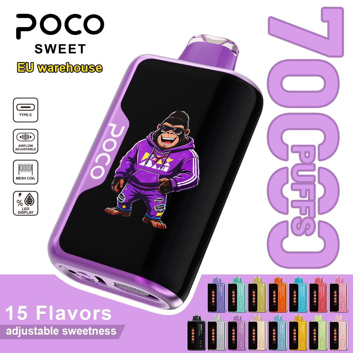 juice wrld vape POCO Sweet 70K | 4-level sweetness control, 70000 puffs, mesh coil, bulk disposable Barb Family Flavor:Dark Sparkle (Cola) Vaporesso XROS 5 Kit