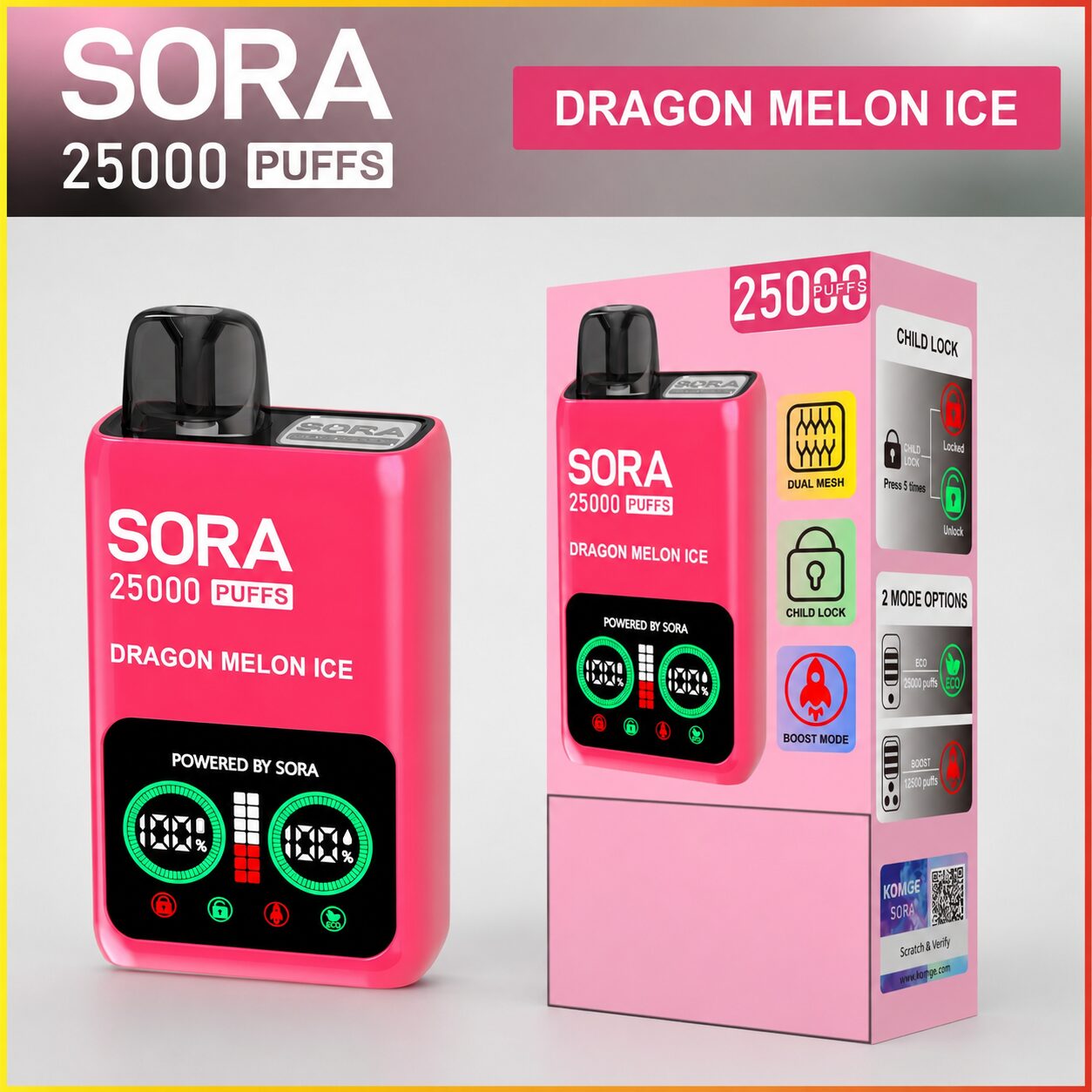 2 piece vape disposable SORA 25K Dual Mesh 25000 Puffs | 5% strength, bulk FLAVORS:LEMON MINT Vaporesso XROS 4 Mini EOL