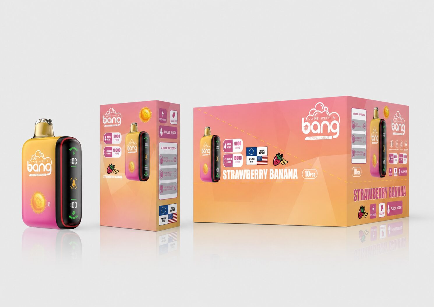 disposable vape with digital display Bang Rocket 18000 Puffs | LED display, 0%-5% strength, bulk vape Quantity:1 Sample ($4.58 / unit) OLW_25 BUBBA GUM - 1G