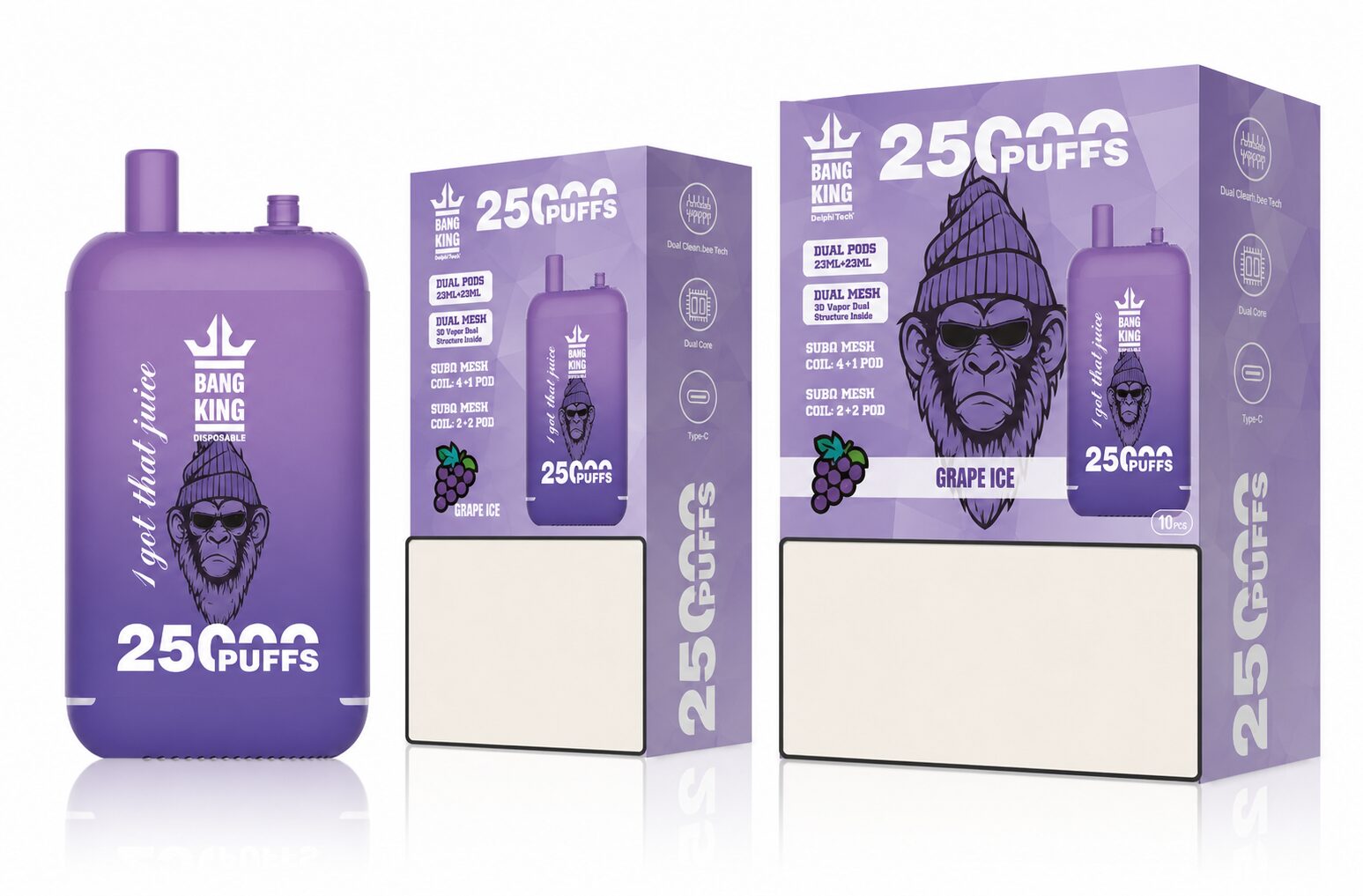Bang King 25.000 de pufuri | poduri duble 0%-5%, 46 ml, 650 mAh