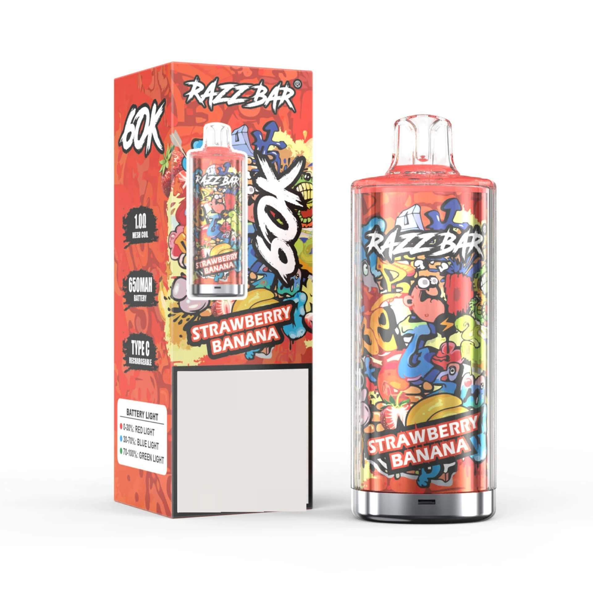 Razz Bar 60K | crystal design, 60000 puffs, 16 options, bulk disposable vape | Aiviou Vapes